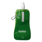 Foldable bottle made of BPA-free PET with carabiner, 480 ml transparent green colour main view