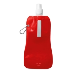 Foldable bottle made of BPA-free PET with carabiner, 480 ml transparent red colour