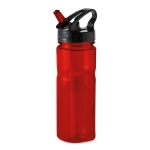 Plastic bottle made of BPA free PCTG with straw, 500 ml transparent red colour