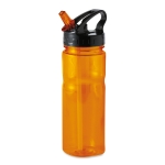 Plastic bottle made of BPA free PCTG with straw, 500 ml transparent orange colour