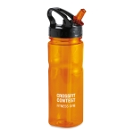 Plastic bottle made of BPA free PCTG with straw, 500 ml transparent orange colour main view