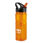 Plastic bottle made of BPA free PCTG with straw, 500 ml transparent orange colour third main view