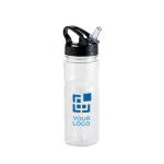 Plastic bottle made of BPA free PCTG with straw, 500 ml view with print area