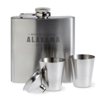 Set of hip flask, 2 shot glasses and funnel matt silver colour third main view