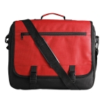 Document bag with many compartments, adjustable shoulder strap