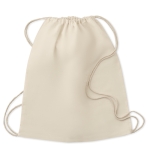 Cotton drawstring backpacks as a trade fair gift, 100 g/m2 beige colour third view