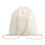 Cotton drawstring backpacks as a trade fair gift, 100 g/m2 beige colour