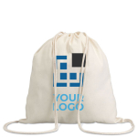 Cotton drawstring backpacks as a trade fair gift, 100 g/m2 view with print area