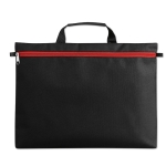 Document bag with a main compartment and zip red colour