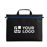 Document bag with a main compartment and zip view with print area