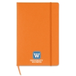 Notebook with squared paper as an advertising medium, A5 orange colour main view