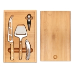 Wine and cheese set for connoisseurs in a bamboo box wood colour