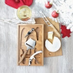 Wine and cheese set for connoisseurs in a bamboo box wood colour ambient view