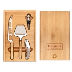 Wine and cheese set for connoisseurs in a bamboo box wood colour main view