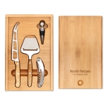 Wine and cheese set for connoisseurs in a bamboo box wood colour second main view