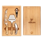 Wine and cheese set for connoisseurs in a bamboo box wood colour third main view