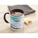 Ceramic coffee mug & coloured interior for sublimation, 300 ml black colour fourth ambient view 2