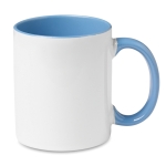 Ceramic coffee mug & coloured interior for sublimation, 300 ml blue colour