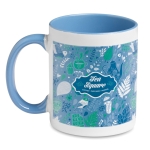 Ceramic coffee mug & coloured interior for sublimation, 300 ml blue colour third main view