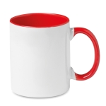 Ceramic coffee mug & coloured interior for sublimation, 300 ml red colour