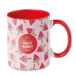 Ceramic coffee mug & coloured interior for sublimation, 300 ml red colour second main view