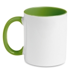 Ceramic coffee mug & coloured interior for sublimation, 300 ml green colour