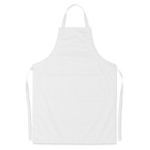 Kitchen apron with front pockets, adjustable neck strap, 190 g/m2 white colour