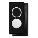 Round shiny nickel keyring black colour fourth view