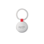 Round shiny nickel keyring red colour main view