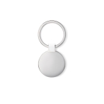 Round shiny nickel keyring white colour