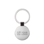 Round shiny nickel keyring view with print area