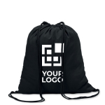 Sustainable drawstring drawstring bag made of cotton, 100 g/m2 black colour view with print area