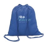 Sustainable drawstring drawstring bag made of cotton, 100 g/m2 blue colour main view