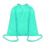 Sustainable drawstring drawstring bag made of cotton, 100 g/m2 turquoise colour