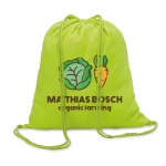 Sustainable drawstring drawstring bag made of cotton, 100 g/m2 lime colour