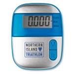 Economical plastic pedometer with clip for promotions turquoise colour main view