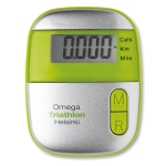 Economical plastic pedometer with clip for promotions lime colour main view