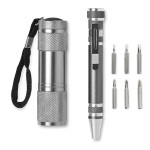 Elegant set with aluminium ballpoint pen and flashlight titanium colour second view