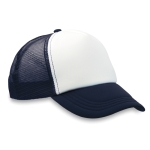 Cap with white front panel & 4 mesh panels blue colour