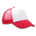 Cap with white front panel & 4 mesh panels red colour