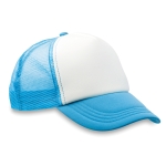 Cap with white front panel & 4 mesh panels turquoise colour