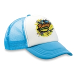 Cap with white front panel & 4 mesh panels turquoise colour main view