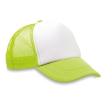 Cap with white front panel & 4 mesh panels neon green colour