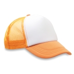 Cap with white front panel & 4 mesh panels neon orange colour