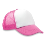 Cap with white front panel & 4 mesh panels neon fuchsia colour