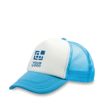 Cap with white front panel & 4 mesh panels view with print area