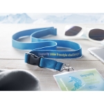 Lanyard with removable buckle and closure for events turquoise colour main ambient view