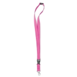 Lanyard with removable buckle and closure for events fuchsia colour