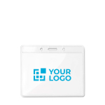 Transparent card sleeve, for promotional events view with print area