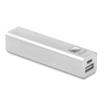 Aluminium power bank,  2,200 mAh matt silver colour